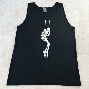 Skeleton On Swing Tank Top Shirt Size small Soft Gildan Unisex